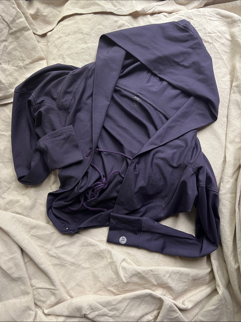 Mika Yoga Wear Hooded Shrug in Deep Plum